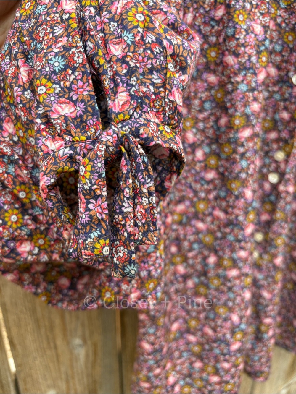 Doen O'Keeffe Top Blue Laurel Canyon Rose Size Small Blouse Floral - Picture 10 of 14
